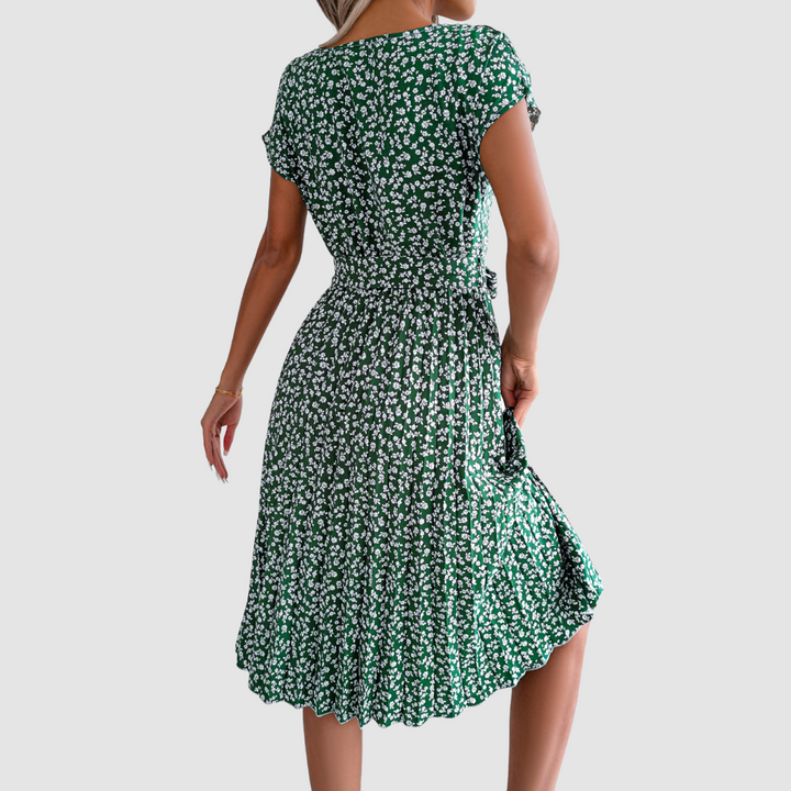 Lina Short Sleeve Floral A-Line Dress