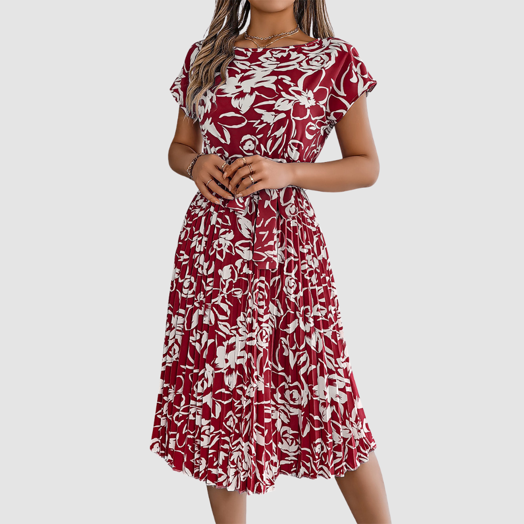 Rosie Elegant Floral Pleated Dress