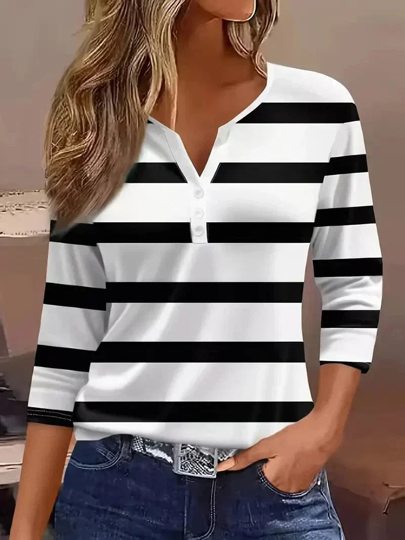 Amelia | Striped V-Neck Top