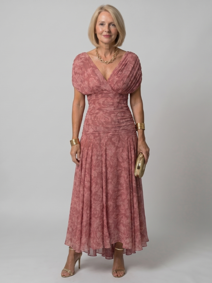 Calen Off Shoulder Flow Midi Dress