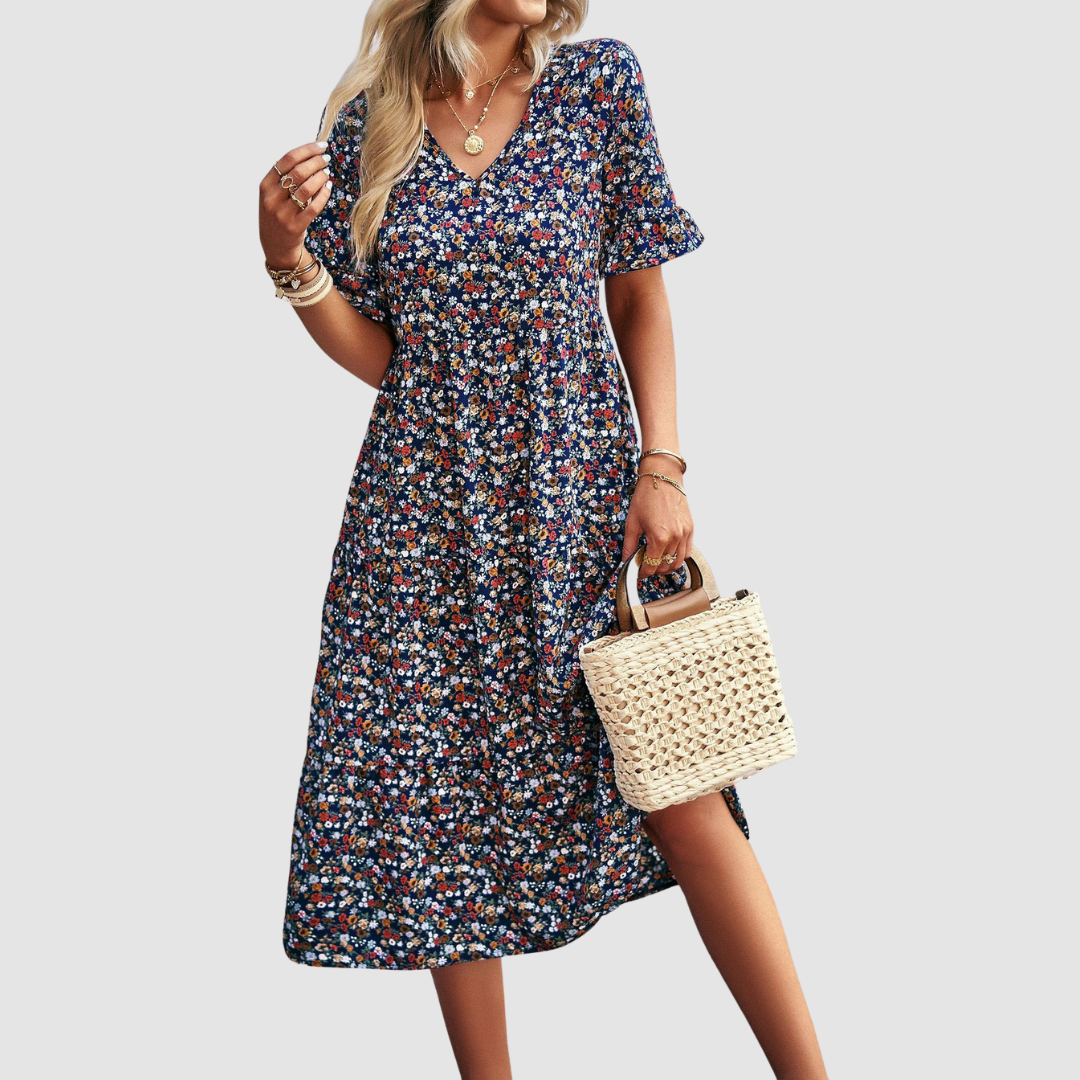 Thalia V-Neck Floral Dress