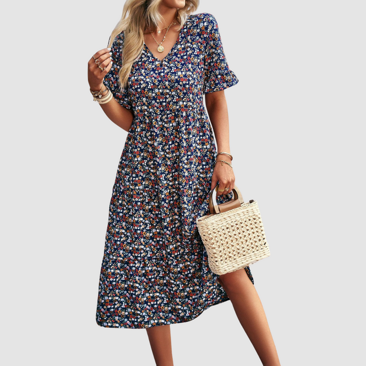 Thalia V-Neck Floral Dress
