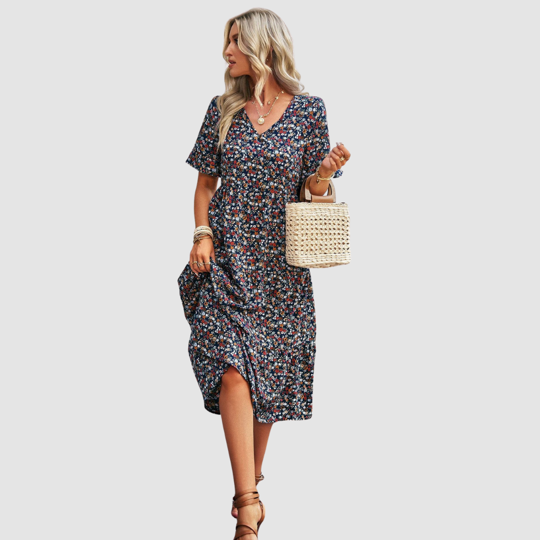 Thalia V-Neck Floral Dress