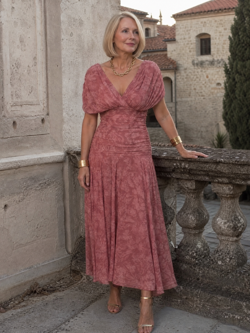 Calen Off Shoulder Flow Midi Dress