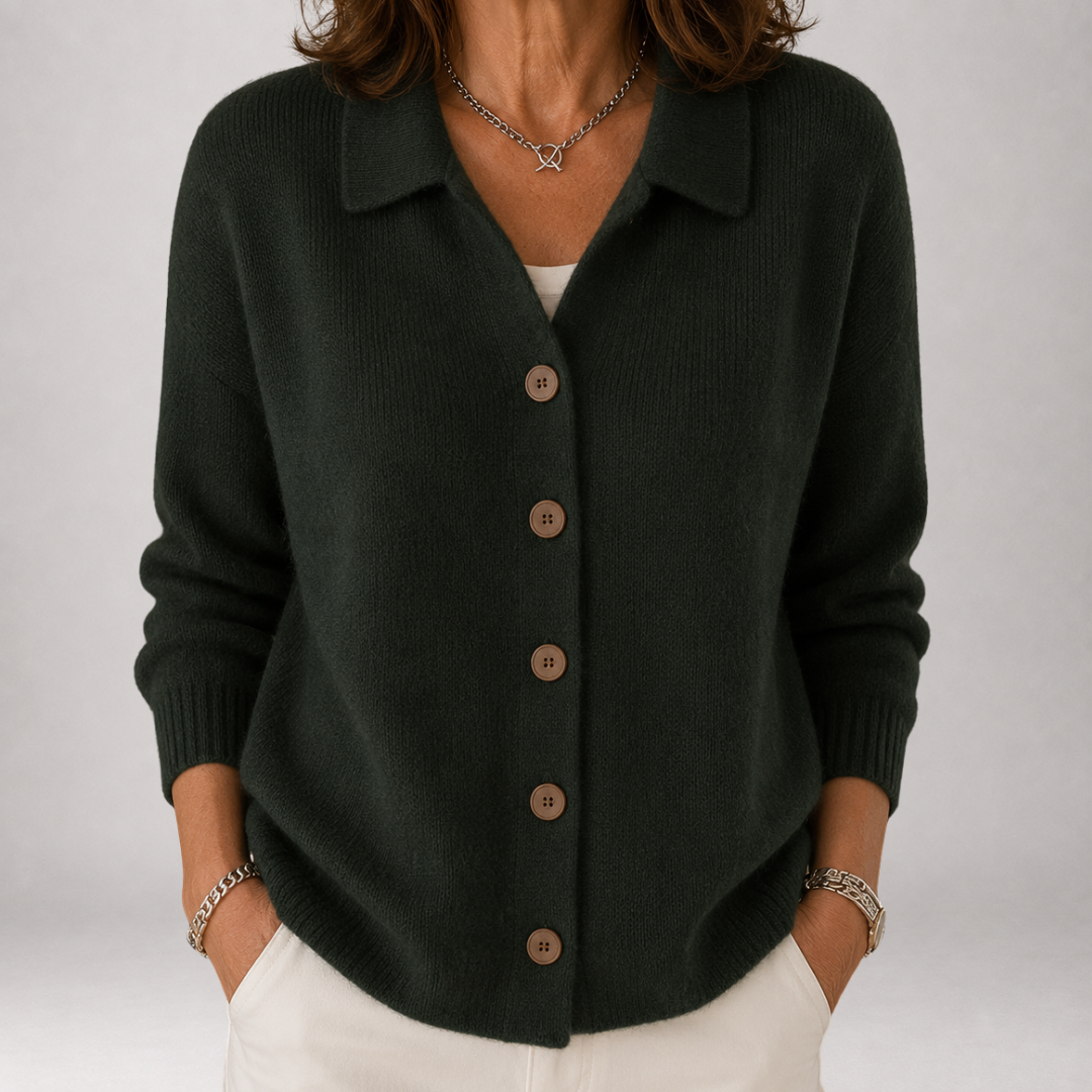Wrenley | Polo Collar Knit Cardigan