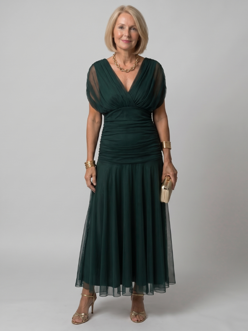Calen Off Shoulder Flow Midi Dress
