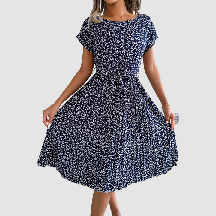 Lina Short Sleeve Floral A-Line Dress