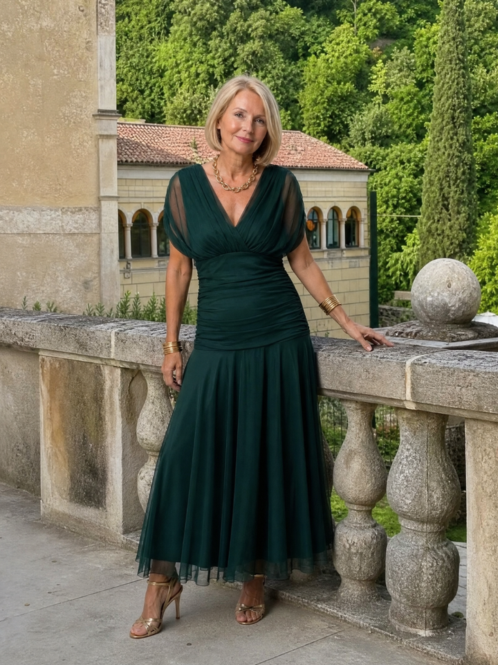 Calen Off Shoulder Flow Midi Dress