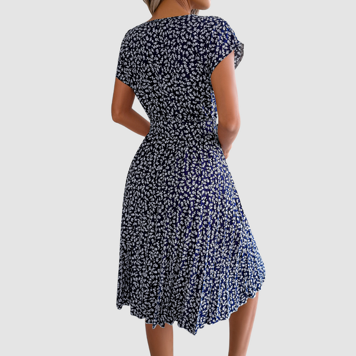 Lina Short Sleeve Floral A-Line Dress
