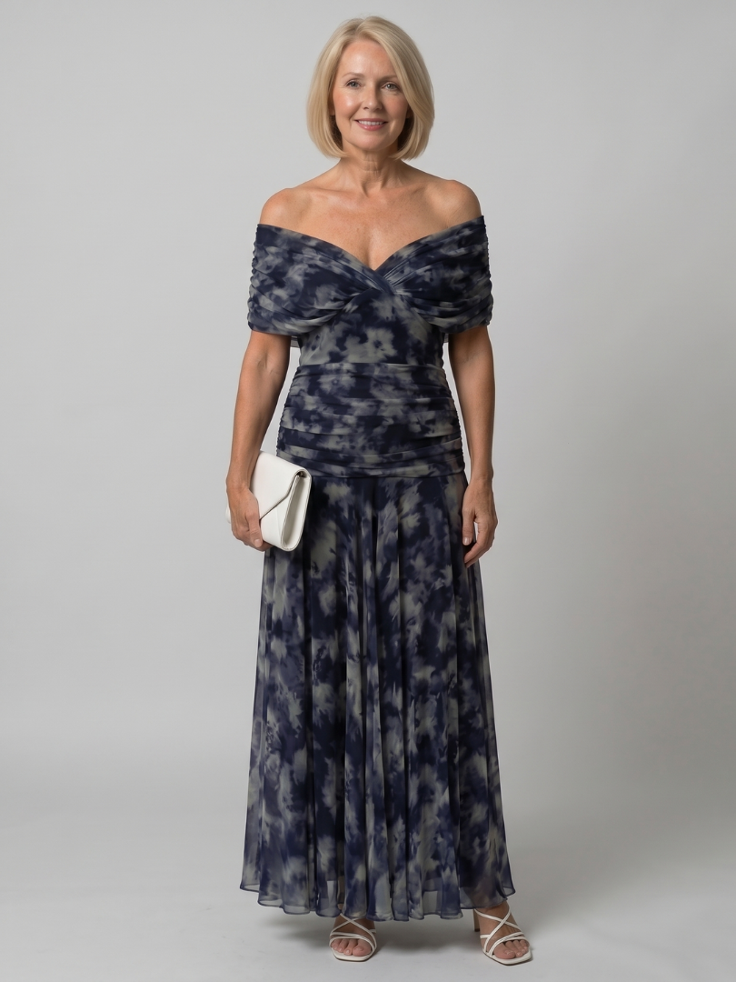 Calen Off Shoulder Flow Midi Dress