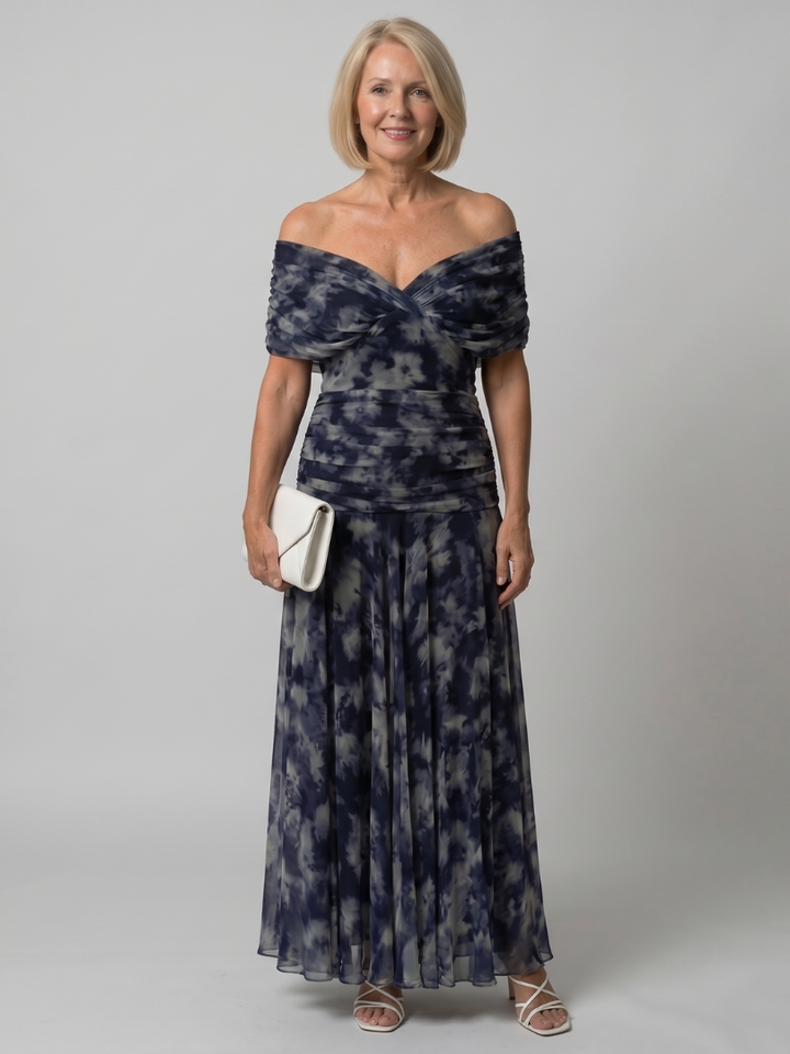Calen Off Shoulder Flow Midi Dress