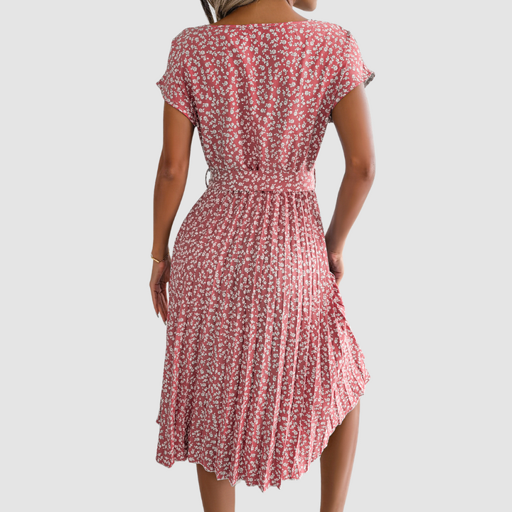 Lina Short Sleeve Floral A-Line Dress