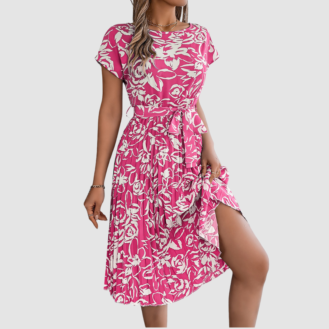 Rosie Elegant Floral Pleated Dress