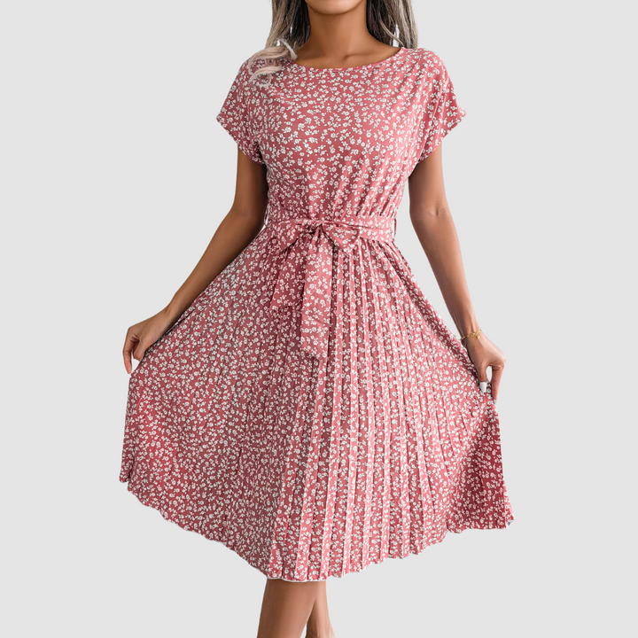Lina Short Sleeve Floral A-Line Dress