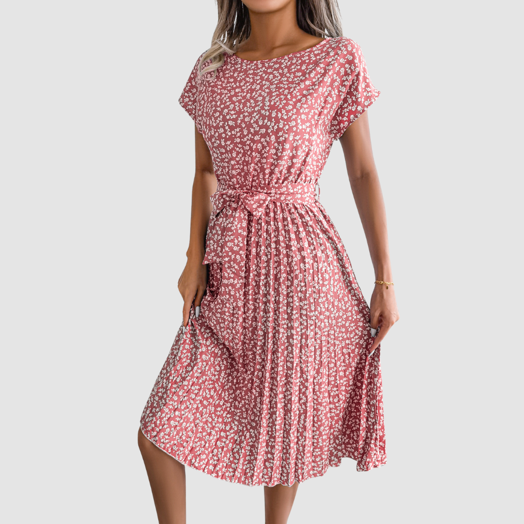 Lina Short Sleeve Floral A-Line Dress