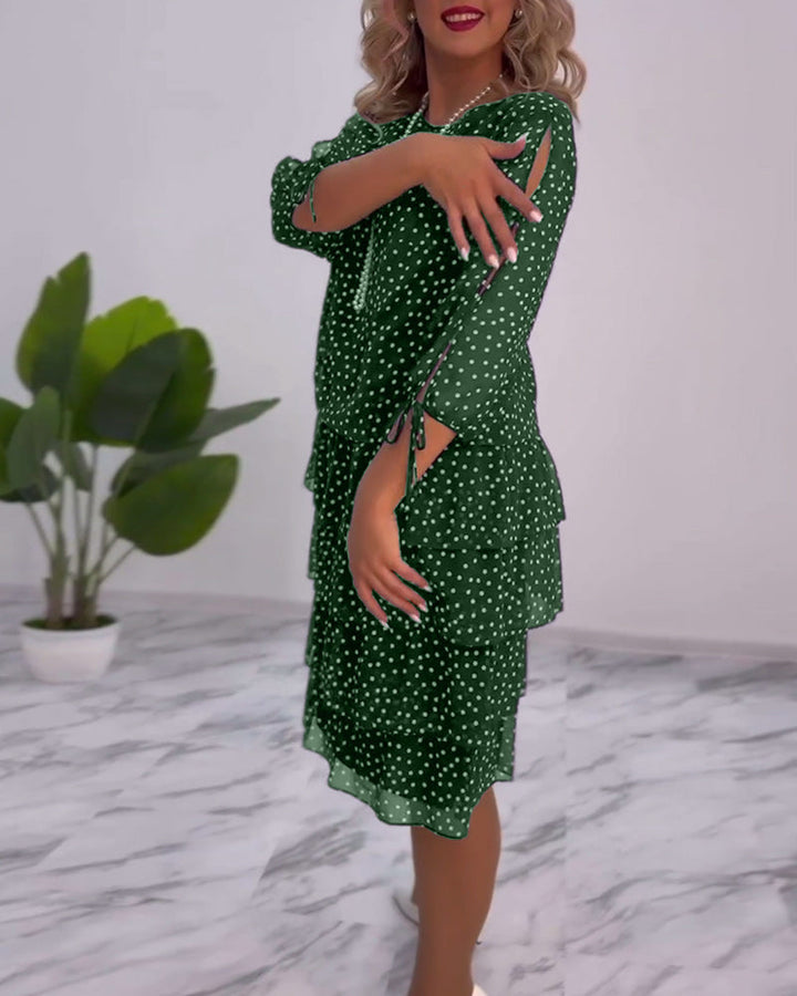 Claire Elegant Layered Polka Dot Dress