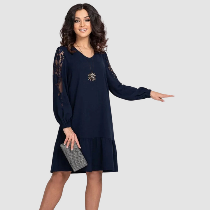 Mina Elegant Lace Sleeve Midi Dress