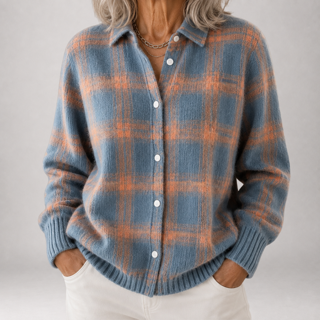 Sabine | Brushed Plaid Shirt Cardigan