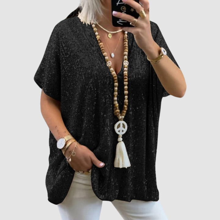 Fayne V-Neck Sequin Top