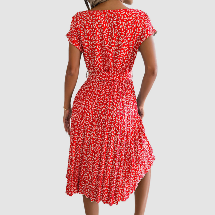 Lina Short Sleeve Floral A-Line Dress
