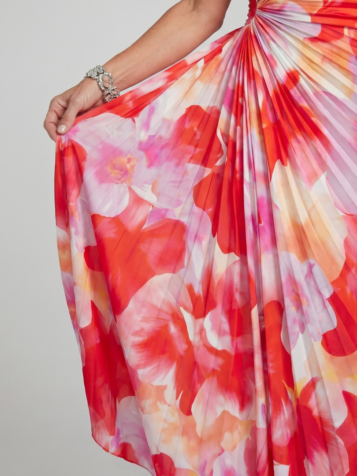 Taya One Shoulder Pleated Bodice Midi Dress