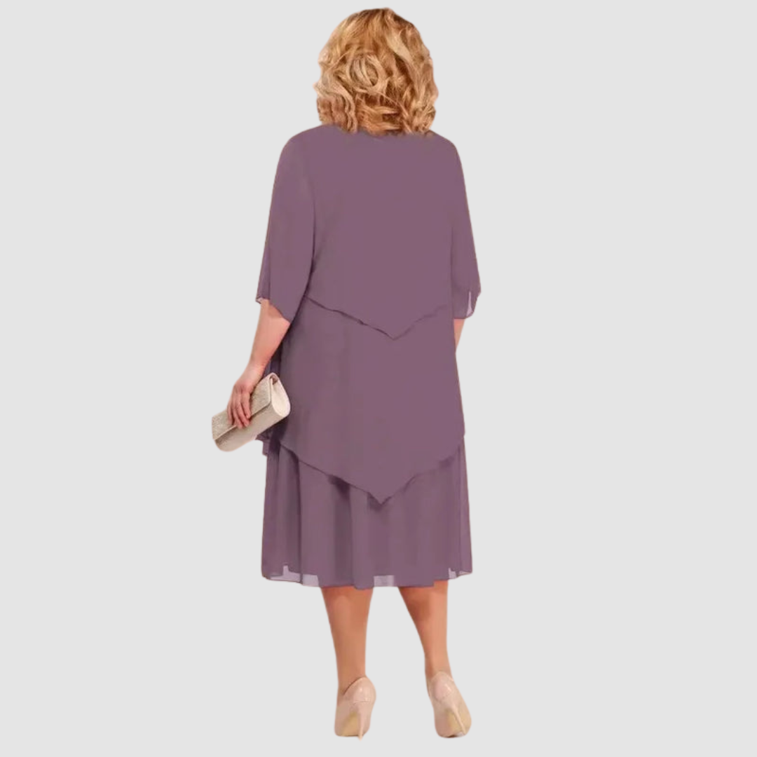 Elene Comfortable Elegant Chiffon Midi Dress