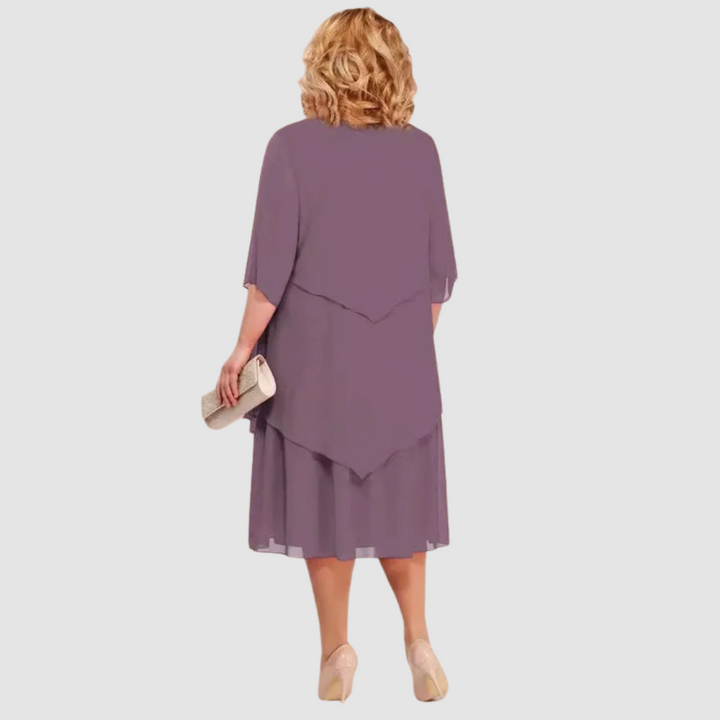 Elene Comfortable Elegant Chiffon Midi Dress