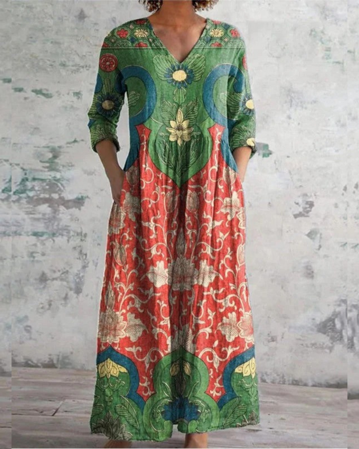 Bianca Vintage Floral Long Dress