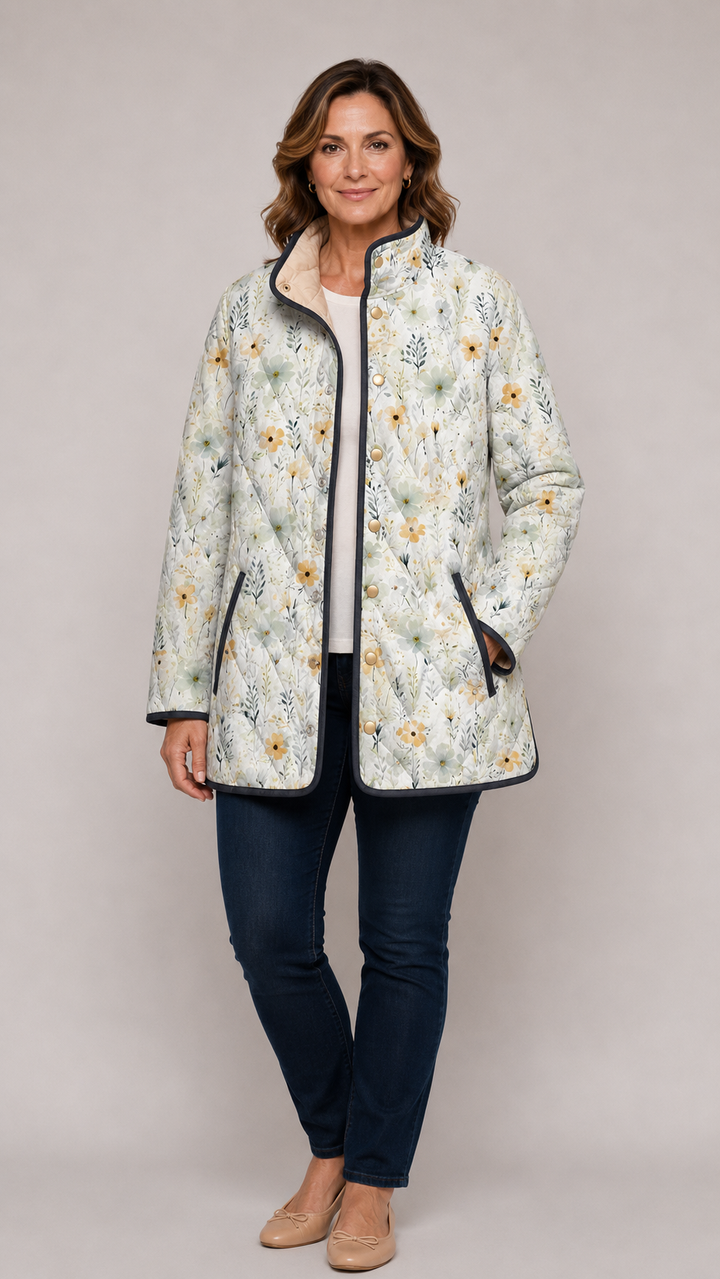 HATTIE | Enchanting Floral Print Quilted Jacket