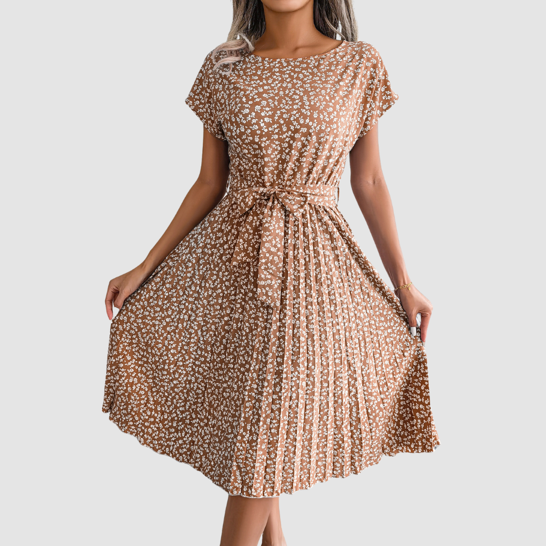 Lina Short Sleeve Floral A-Line Dress