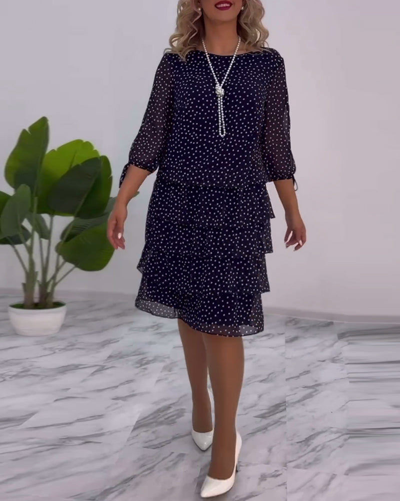 Claire Elegant Layered Polka Dot Dress