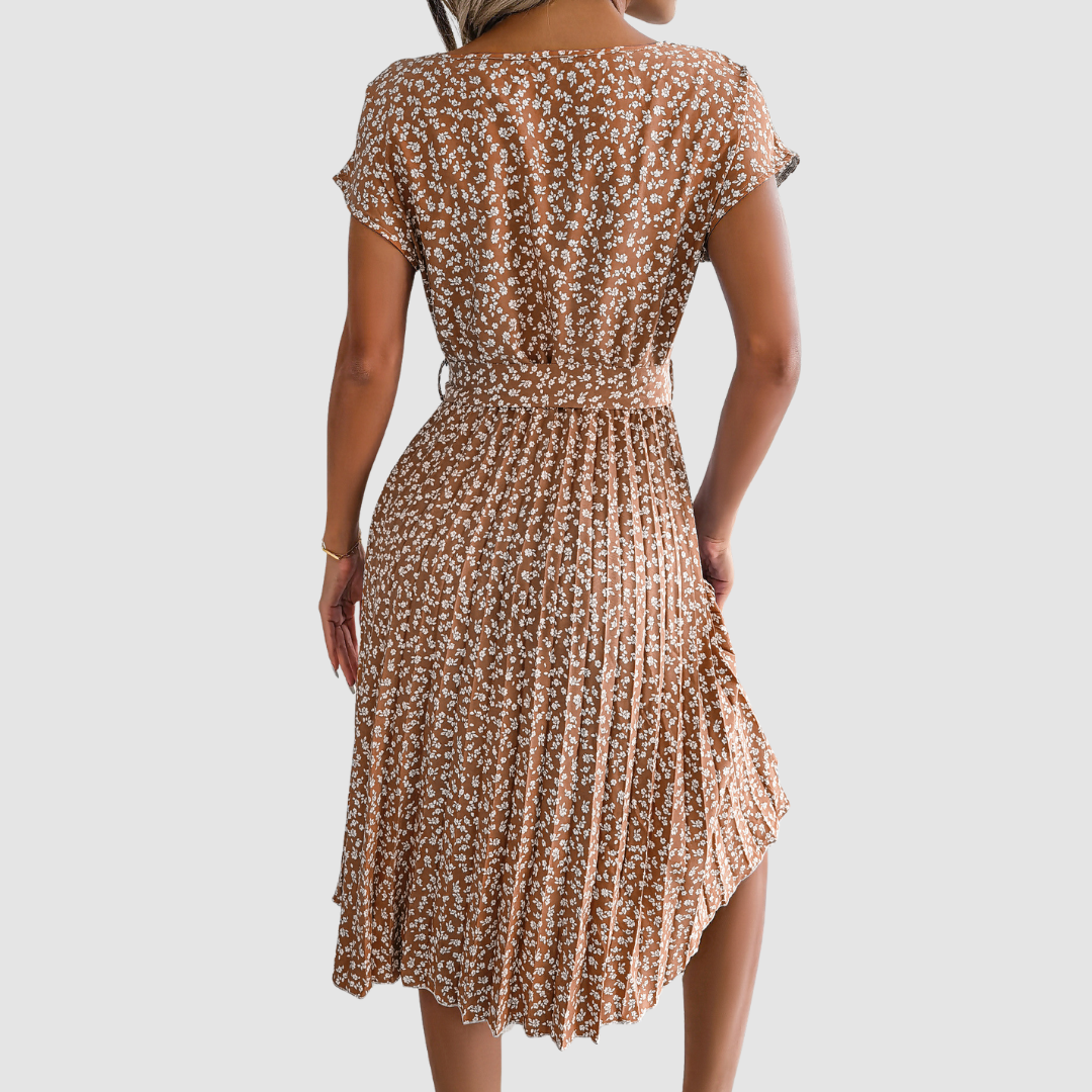 Lina Short Sleeve Floral A-Line Dress