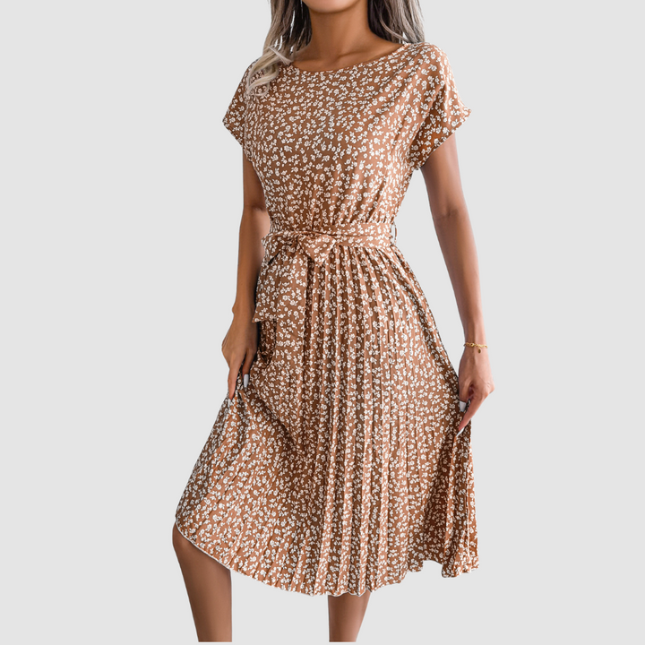 Lina Short Sleeve Floral A-Line Dress