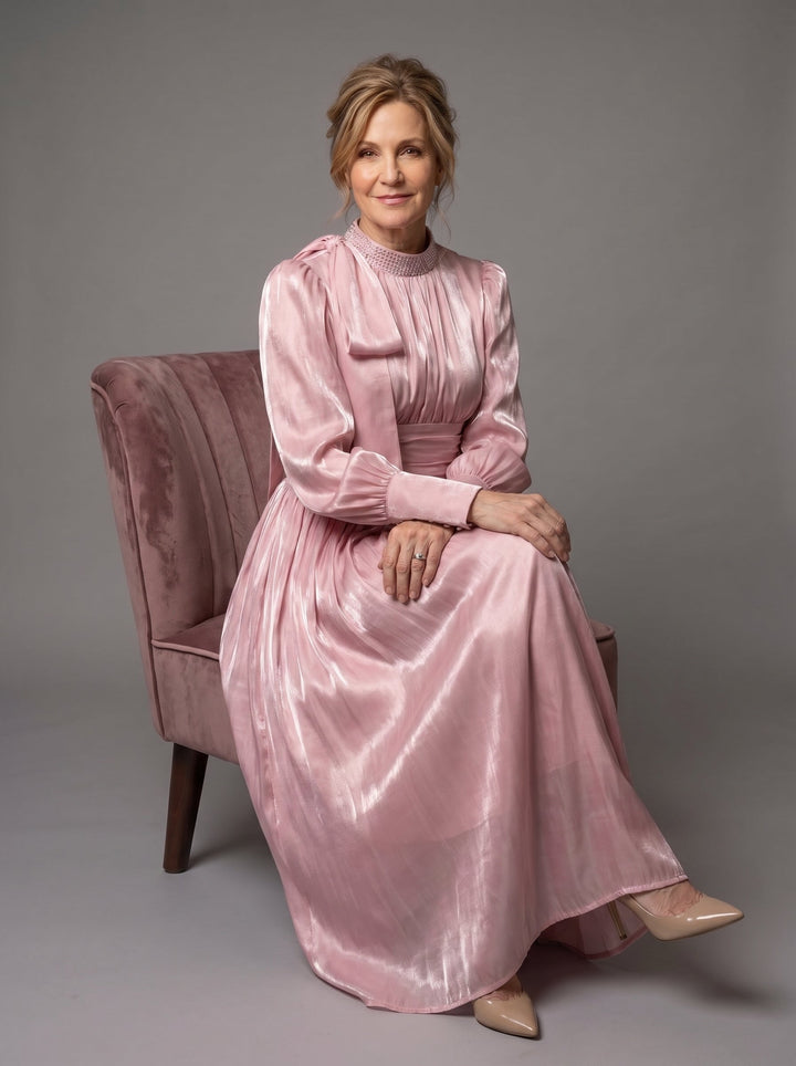 Adelaide Pleated Belted Maxi Dress