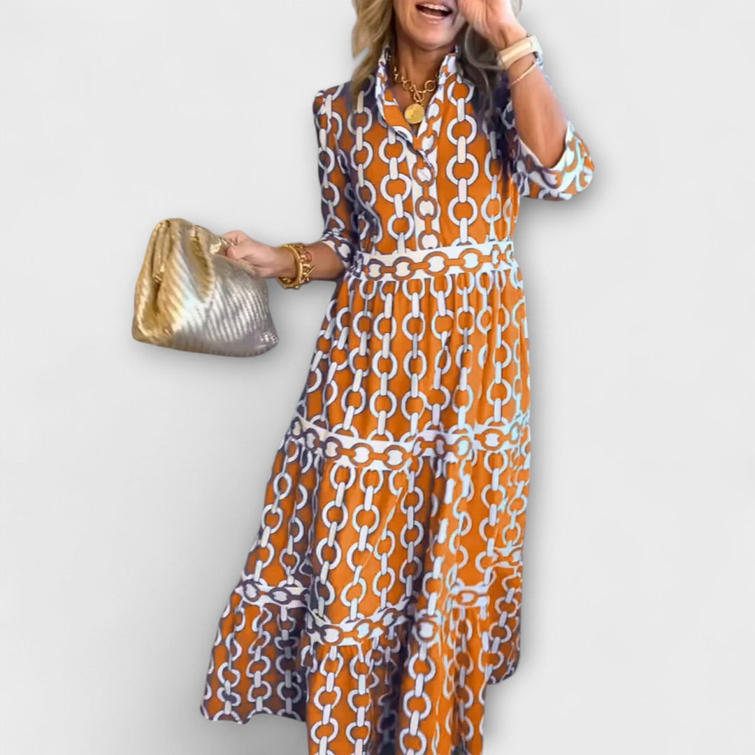 Sheena Chain Print Midi Dress