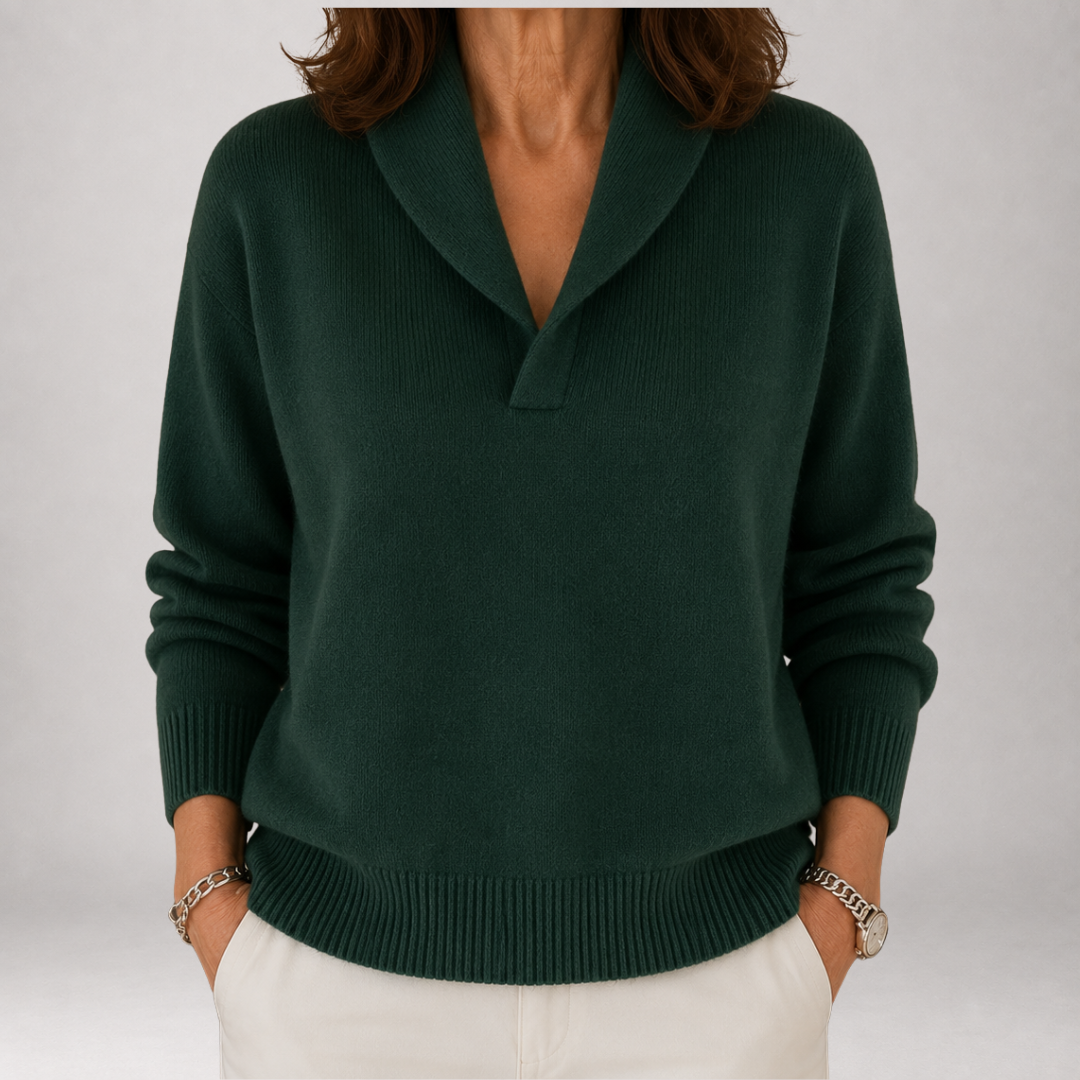Genevra | Shawl Collar V-Neck Sweater