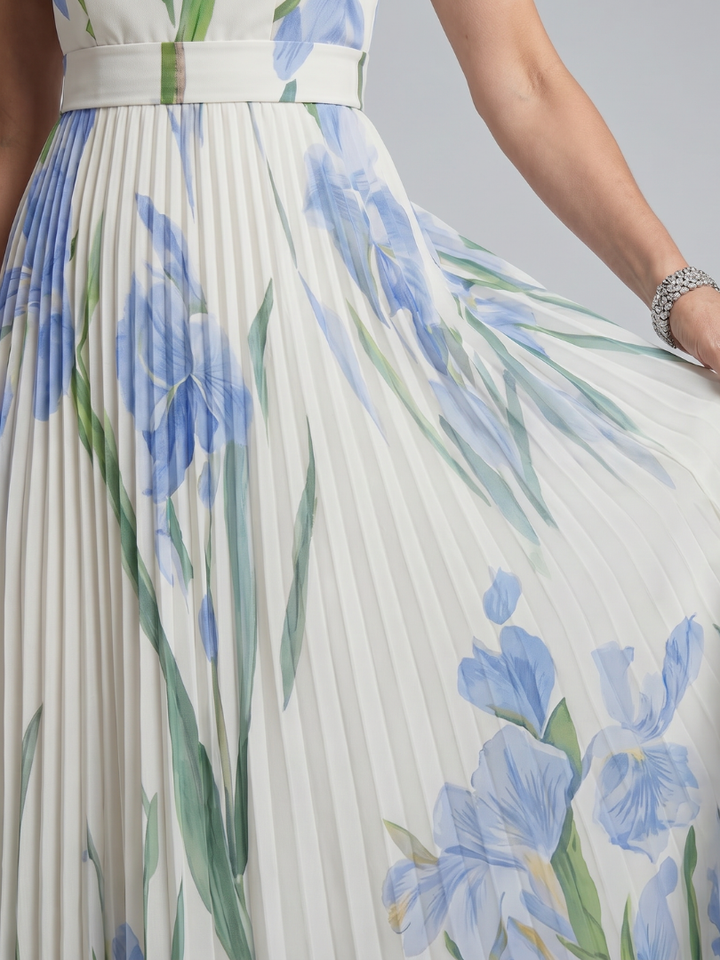 Ophelia Sleeveless Square Neck Floral Print Midi Dress