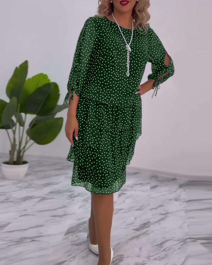 Claire Elegant Layered Polka Dot Dress