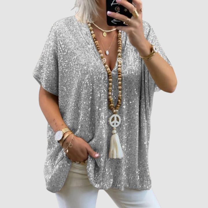Fayne V-Neck Sequin Top