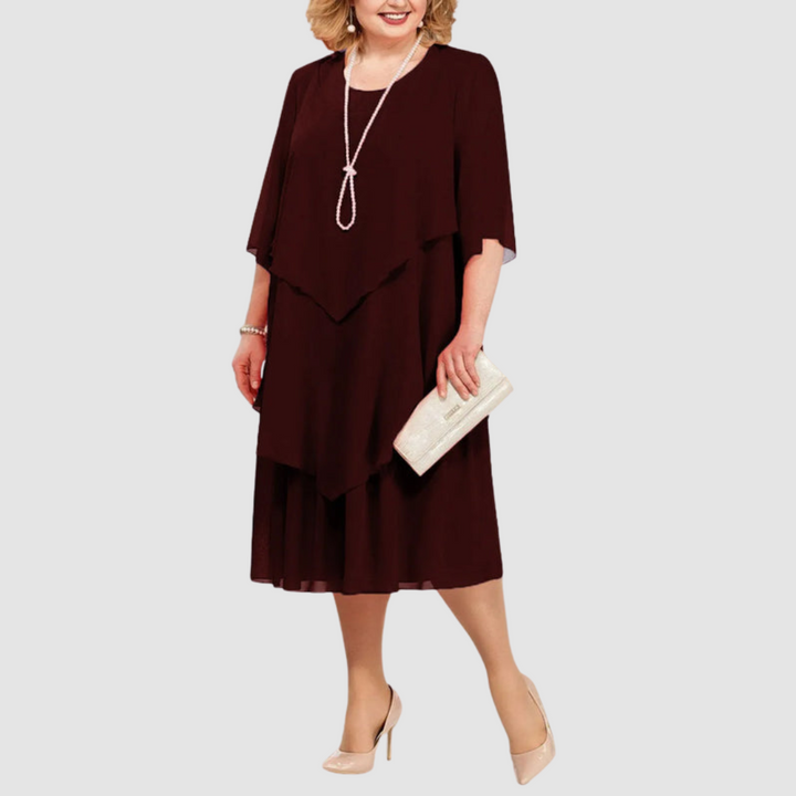 Elene Comfortable Elegant Chiffon Midi Dress