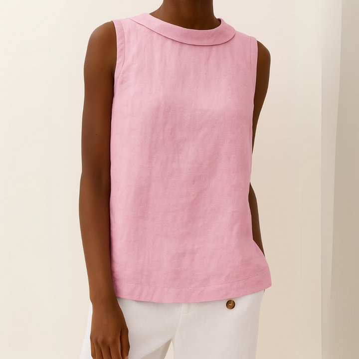 Maria | Sleeveless Roll Collar Top