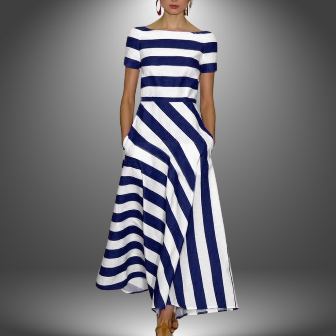 Elisa Handcrafted Striped Long Dress
