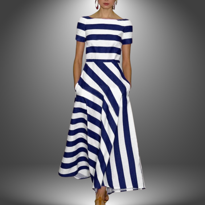 Elisa Handcrafted Striped Long Dress