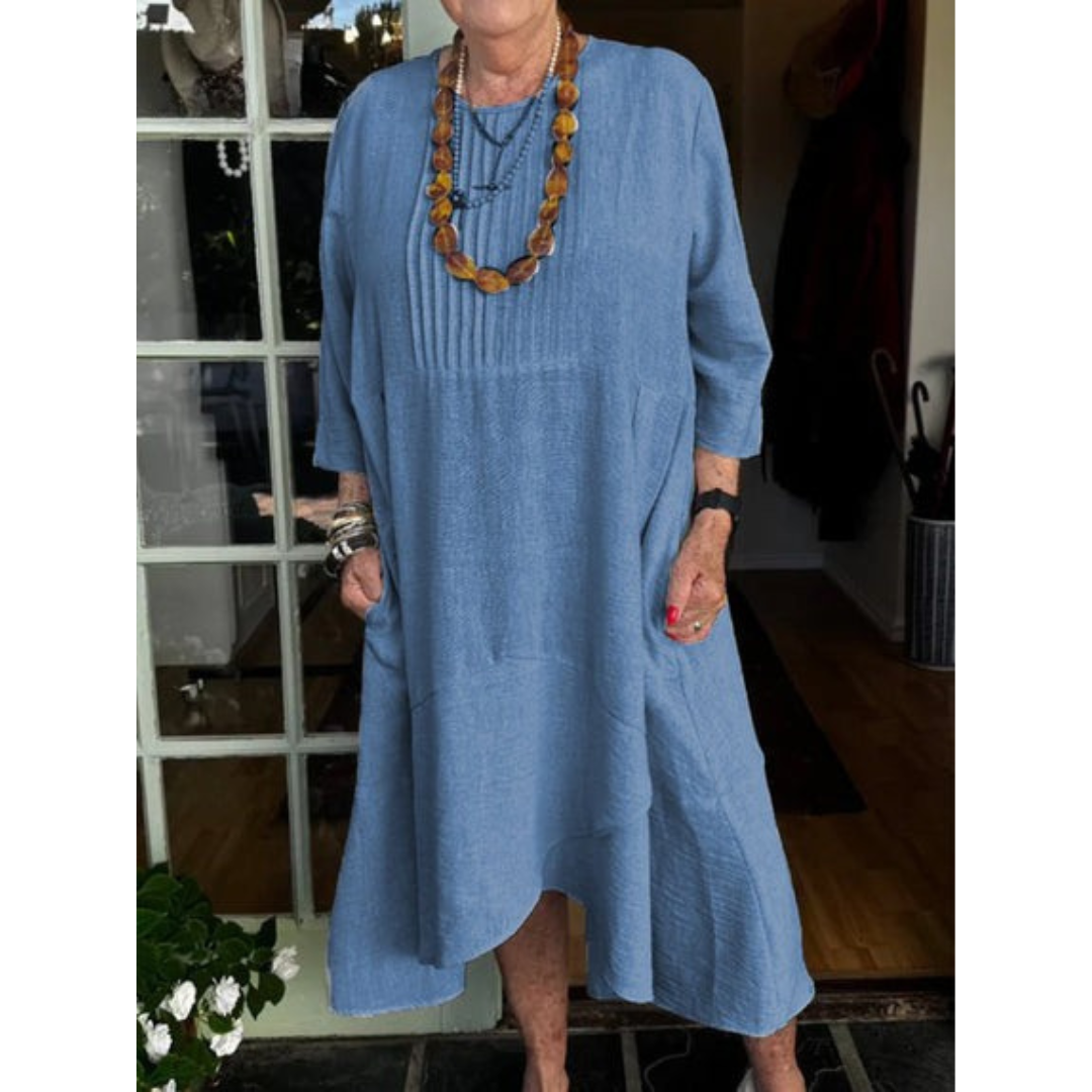 Katerina Pleated Irregular Hem Dress