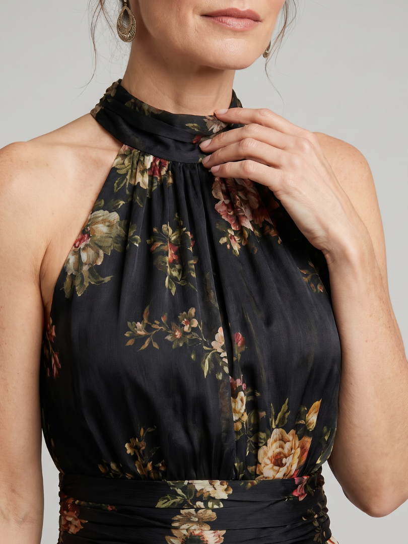 Sior Floral Halter Neck Midi Dress