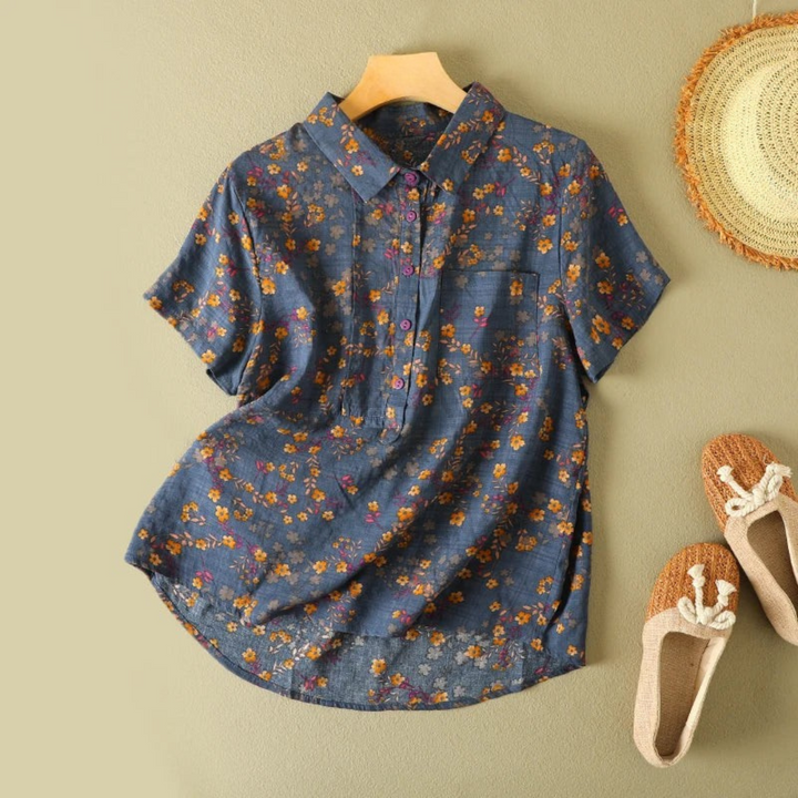 Olive Vintage Floral Summer Shirt