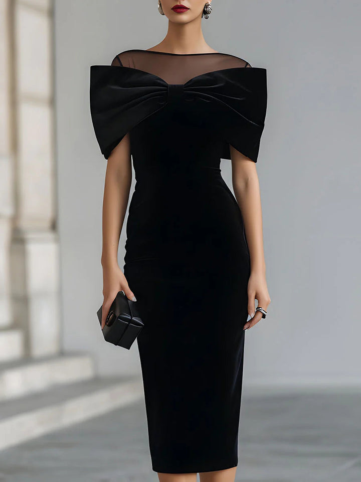 Raina Elegant Suede Midi Dress