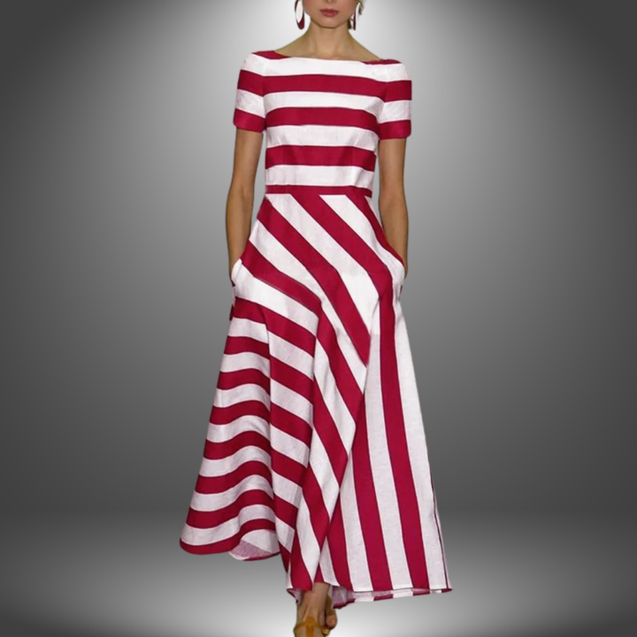 Elisa Handcrafted Striped Long Dress