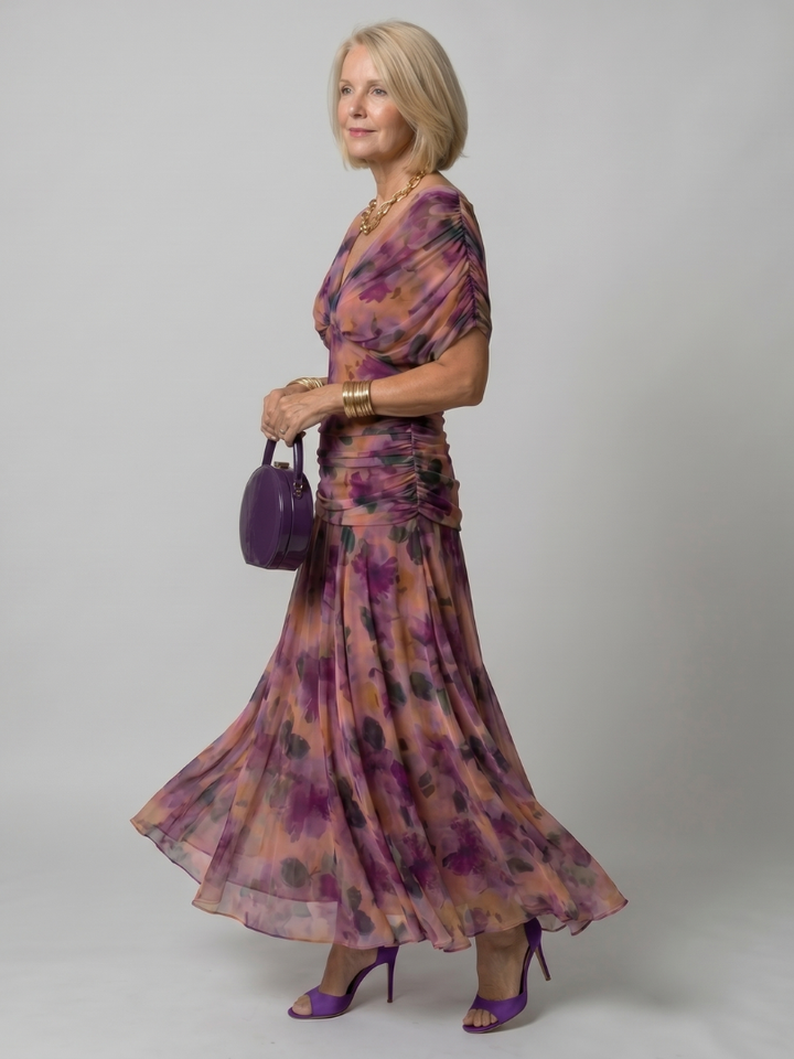 Calen Off Shoulder Flow Midi Dress