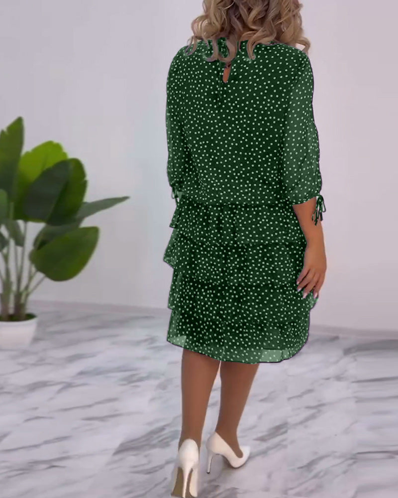 Claire Elegant Layered Polka Dot Dress